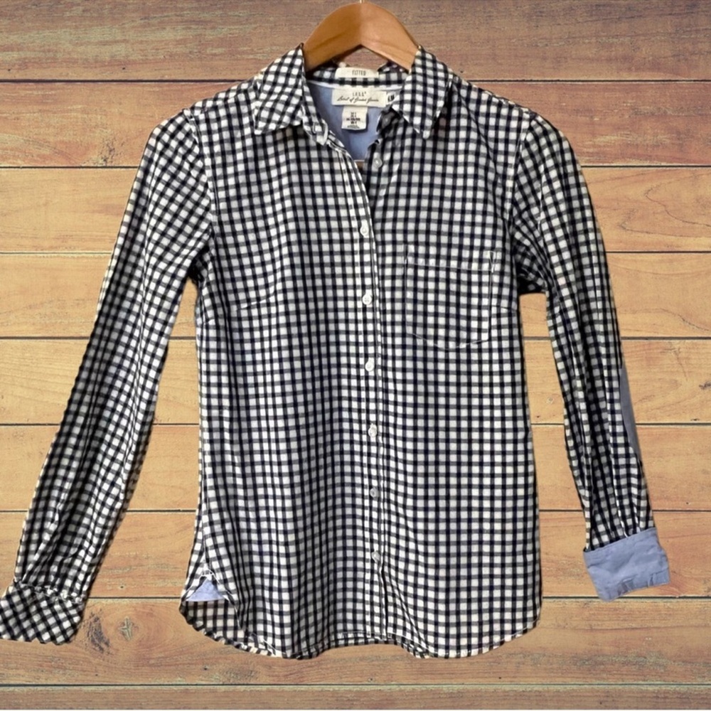 Gingham Button Down with Elbow Patches